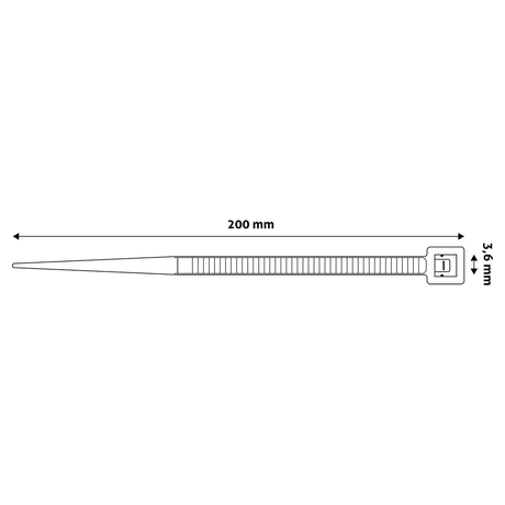 Entac Cable Tie 3.6mm X 200mm Black