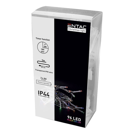 Entac Christmas IP44 96 LED Light With Timer Multicolor 7m