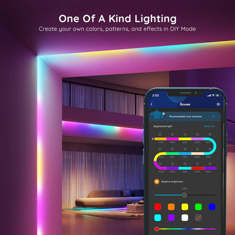 Govee RGBIC Basic Wi-Fi + Bluetooth LED Strip Lights H618C
